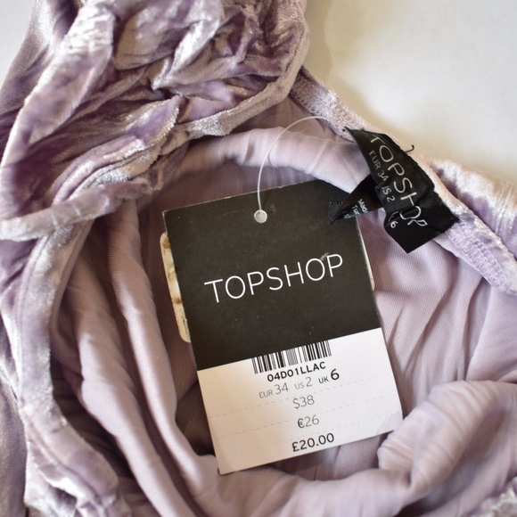NWT Topshop Velvet Bodysuit-Lavender-Size 2 - Picture 4 of 4