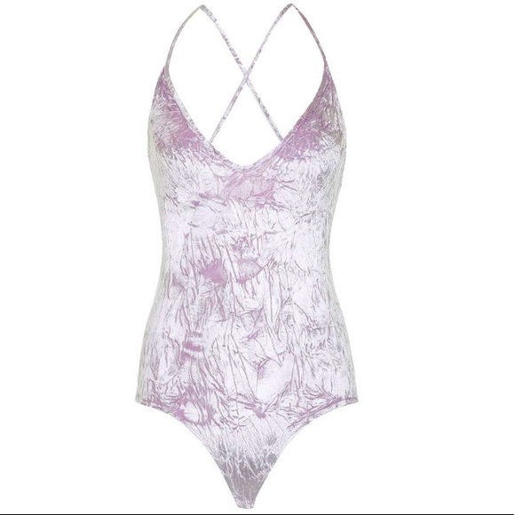 Topshop Tops - NWT Topshop Velvet Bodysuit-Lavender-Size 2