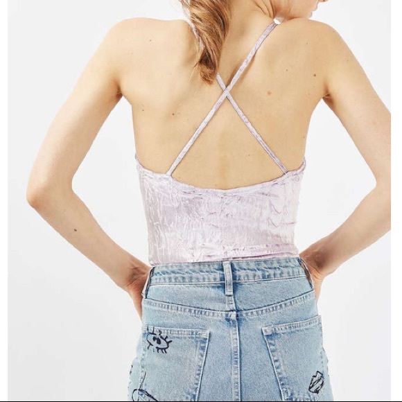 NWT Topshop Velvet Bodysuit-Lavender-Size 2 - Picture 3 of 4