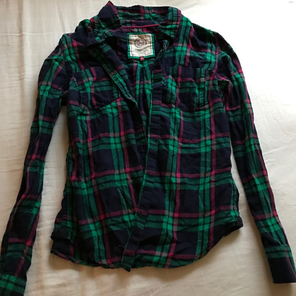 Pink and green plaid long sleeve