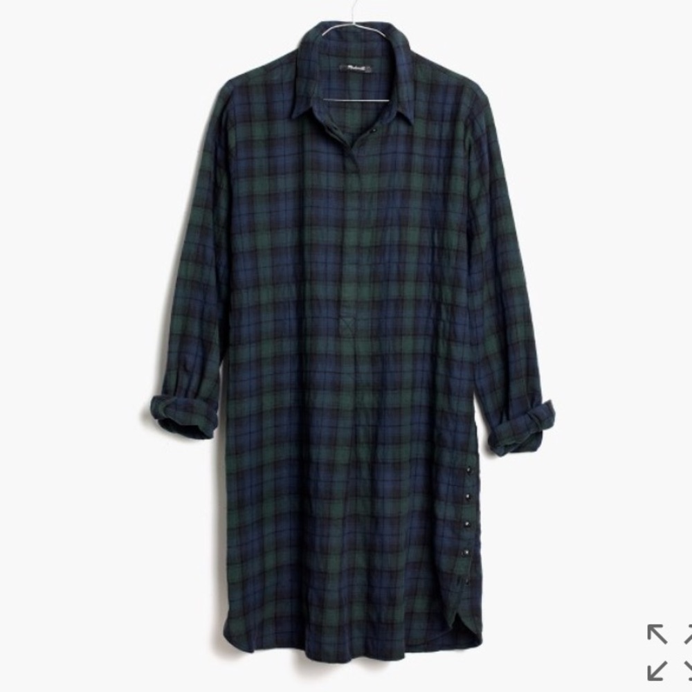 NWOT Madewell Flannel Side Button Shirtdress