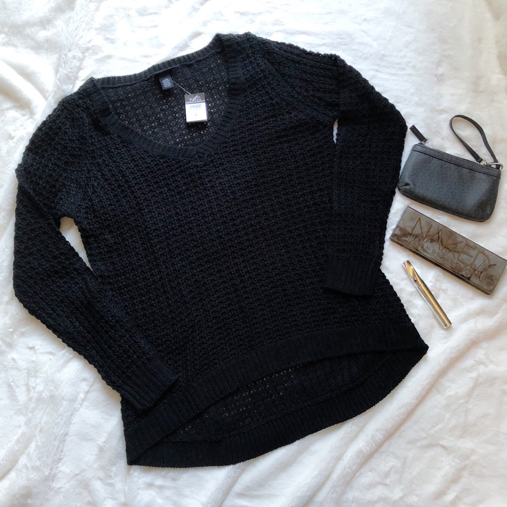 NWT Rue 21 Juniors Chunky Knit Black Sweater Sz L