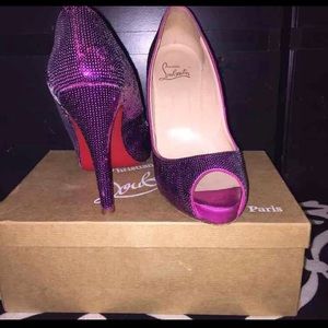 Christian Louboutin Fuchsia Sequin Peeptoe