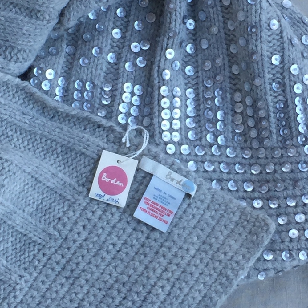 NEW Boden sequin paillette beaded wool blend scarf