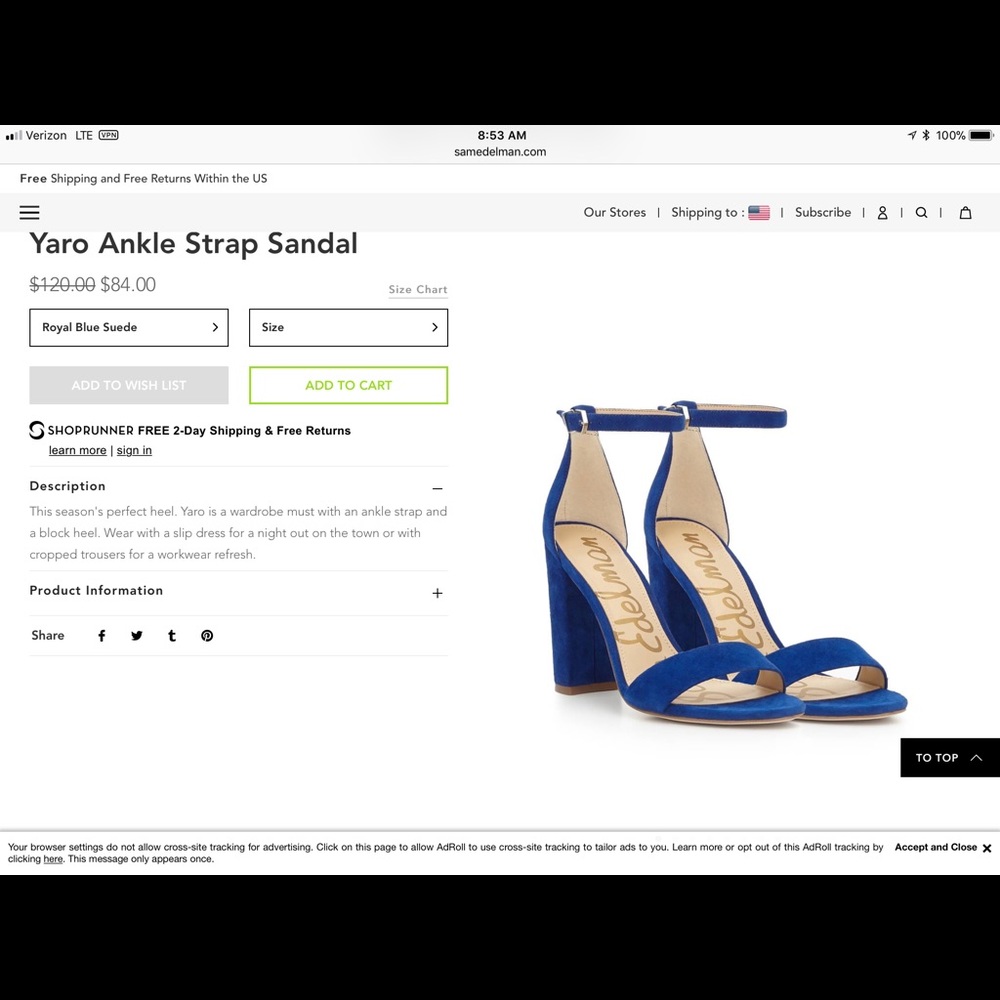 Sam Edelman blue suede Sandals