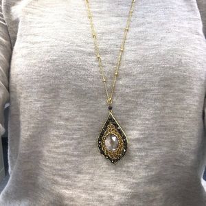 Long jeweled charm necklace