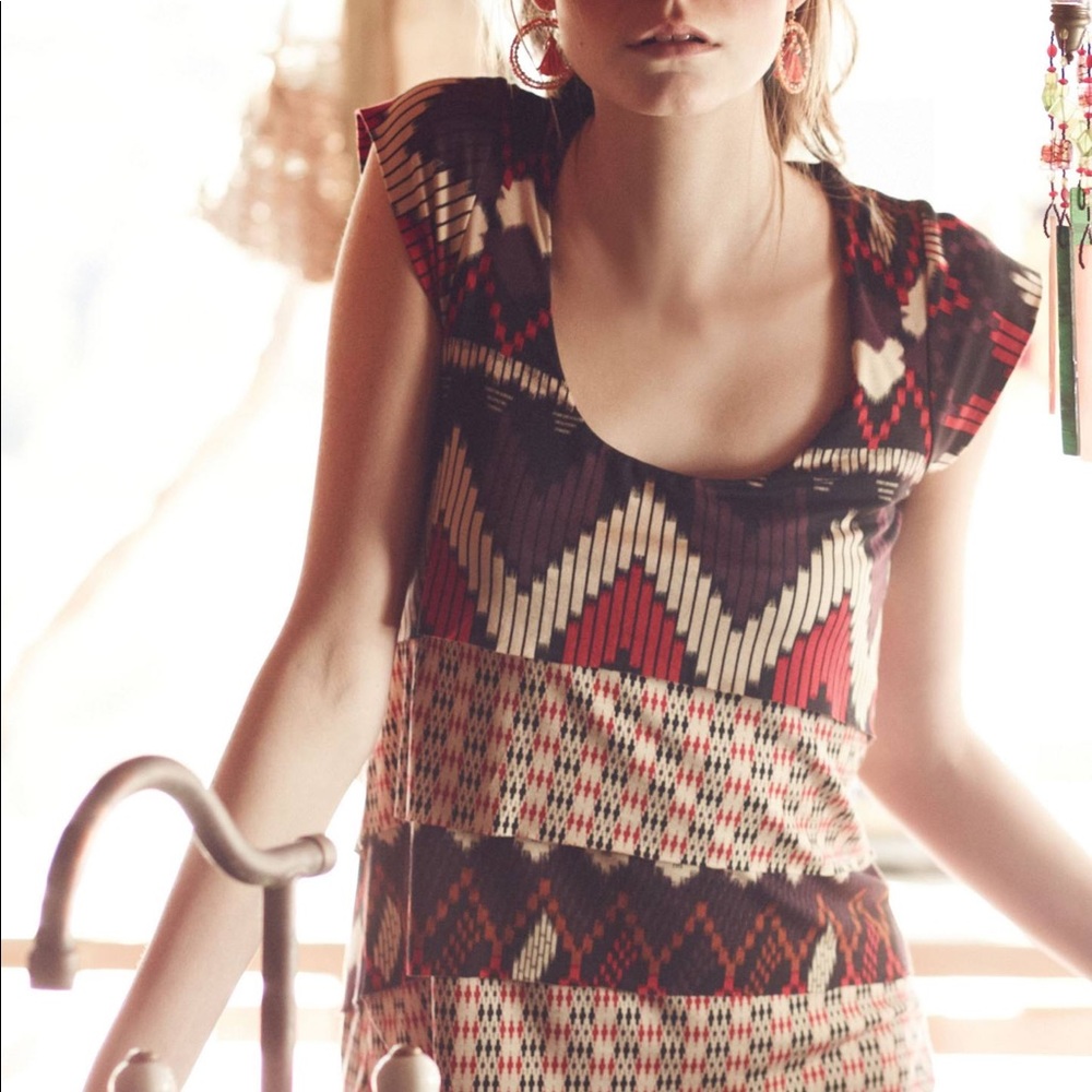 EUC ANTHROPOLOGIE Calexico Tee layer geo top XS