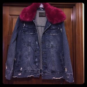 Faux fur denim jacket