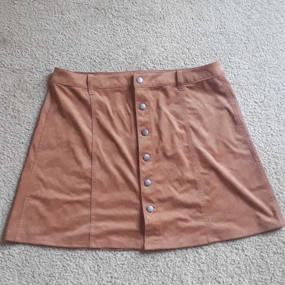 Suede Button Down Skirt
