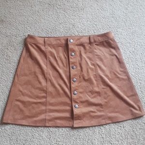Suede Button Down Skirt