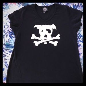 Ladies Dog Skull and Crossbones t-shirt