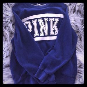 PINK Bright Dark Blue Crew Neck Pullover