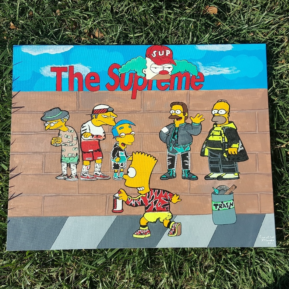 THE SIMPSON X SUPREME 23.5 x 28 PAINTING
