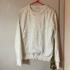 White sequence Equipment sweater. Holiday perfect!
