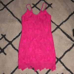 Tea & Cup pink crochet dress, Impressions Boutique