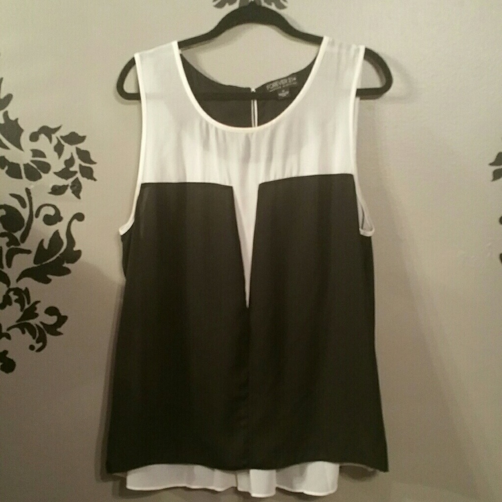 Sheer Black & White Blouse