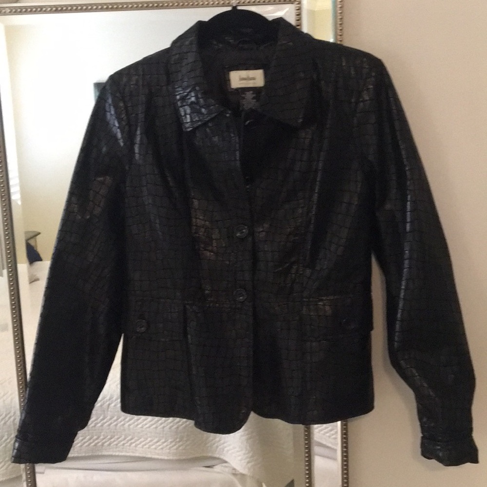 Neiman Marcus ❤️ Leather Embossed Jacket Size 10