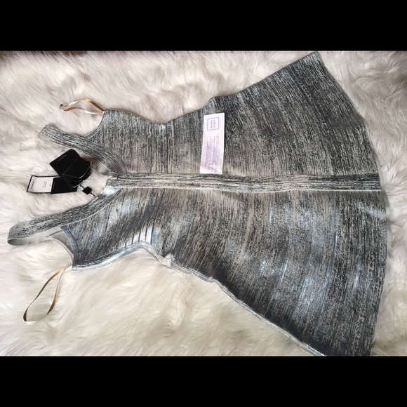 Authentic new HERVE LEGER EVA DRESS IN ICY GRAY - Picture 8 of 8