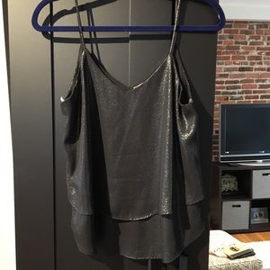 Black shimmer flowy tank