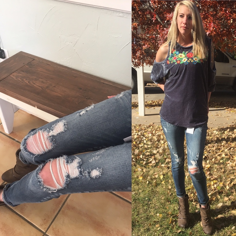 Kan Can Distressed Ankle Skinny