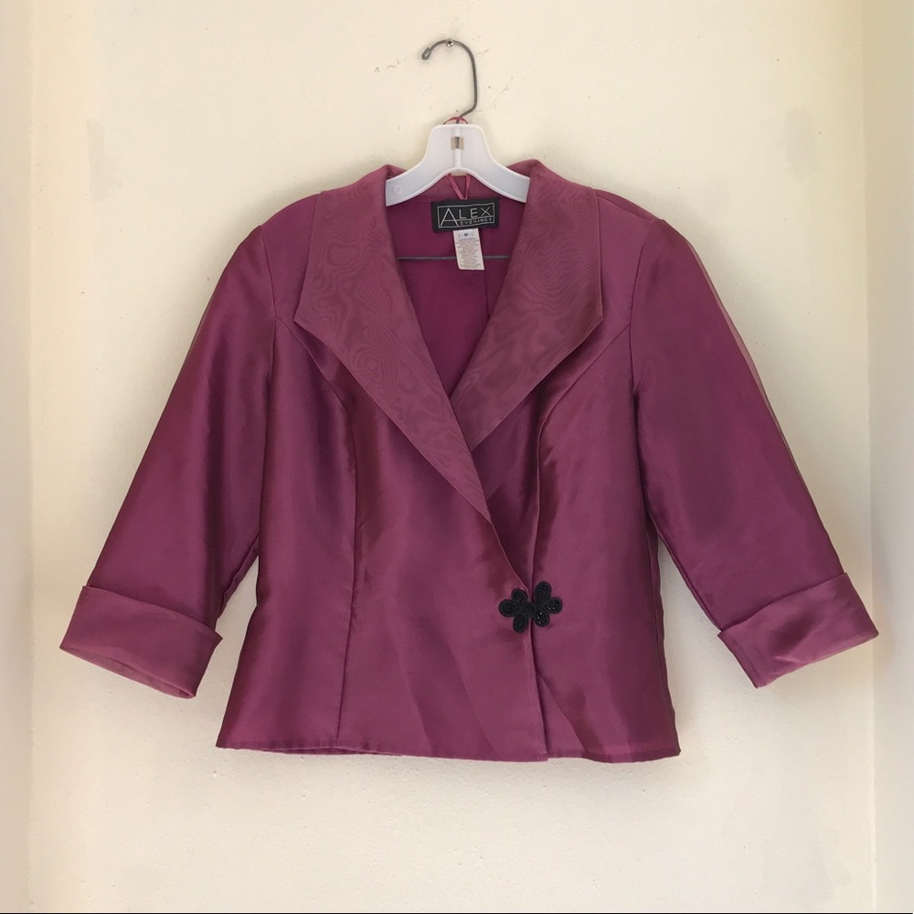 Alex Evenings Cranberry 3/4 Sleeve Jacket