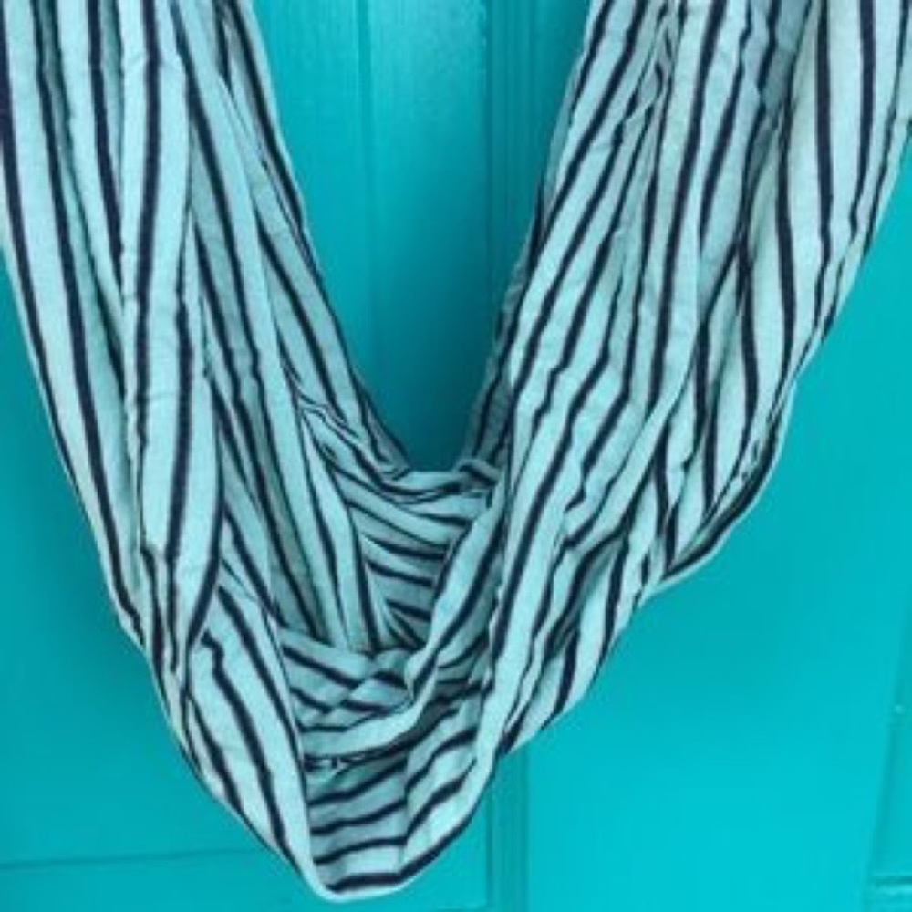 J Crew Turquoise Striped Infinity Scarf