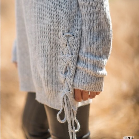 Gray Cold Shoulder Sweater - Picture 2 of 2