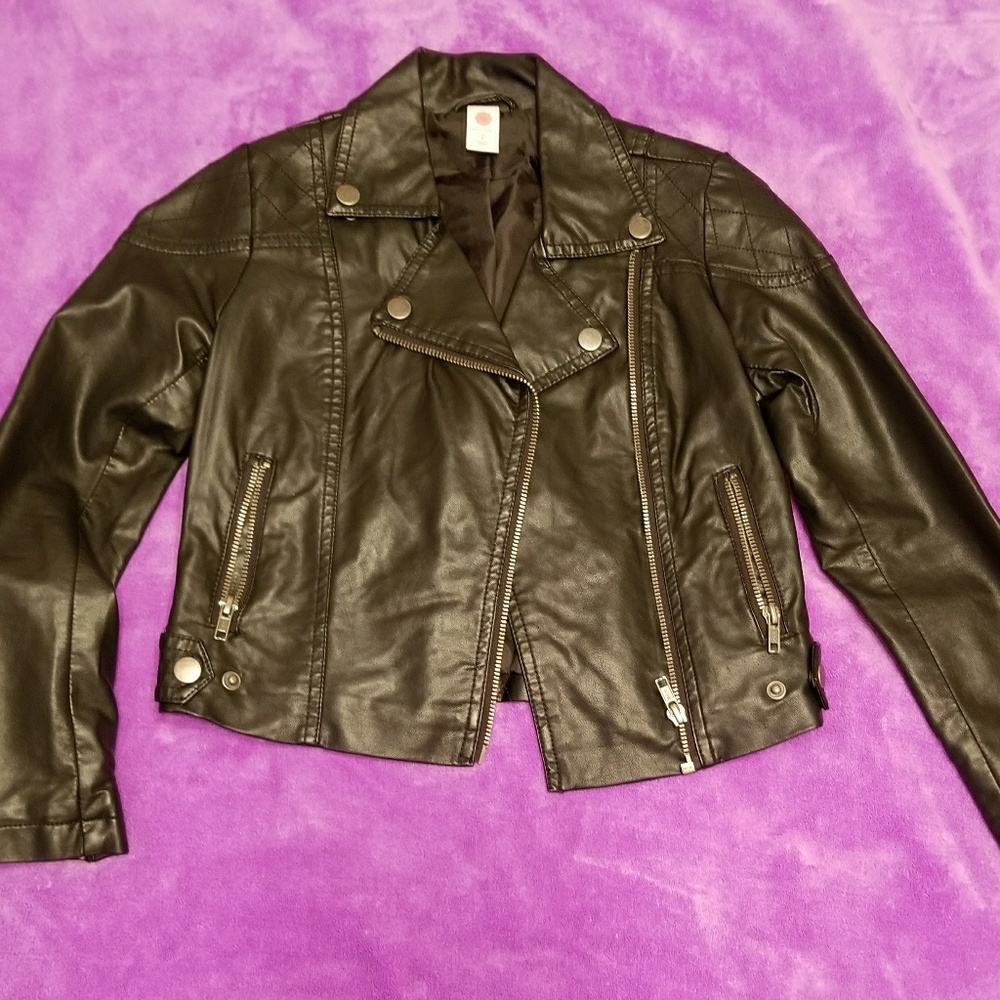 Girls Faux Leather Motorcycle Jacket