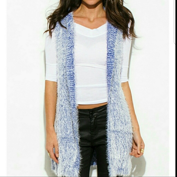 🌷 Last 1🌷Soft Fuzzy Cardigan Vest - Black/White - Picture 2 of 7