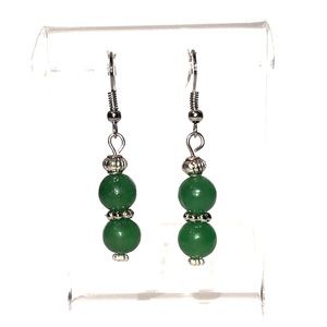 Earrings, Green Silver, Hand Crafted