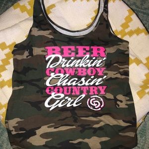 NEVER WORN camo country girl tank top