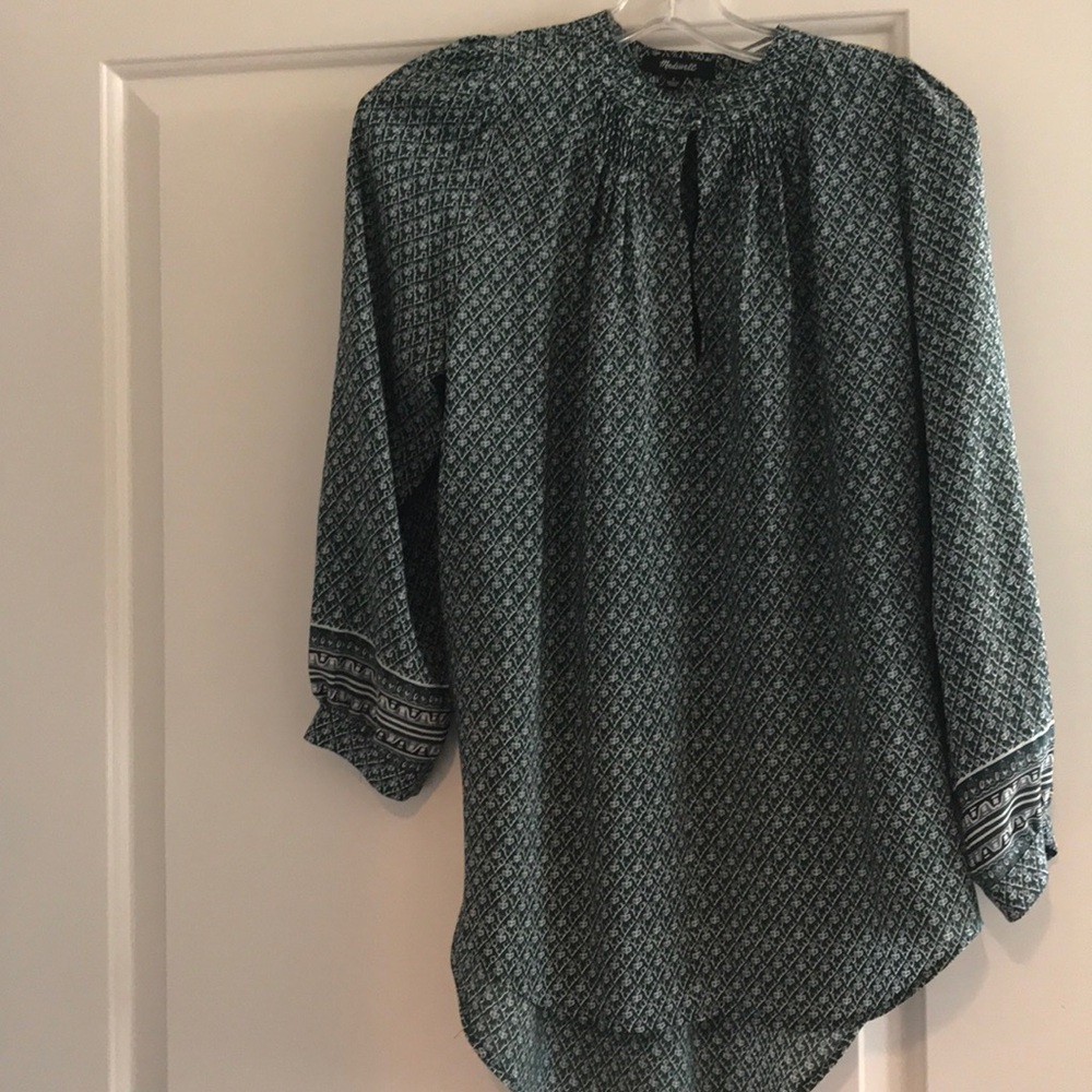 Madewell smocked 3/4 sleeve Top