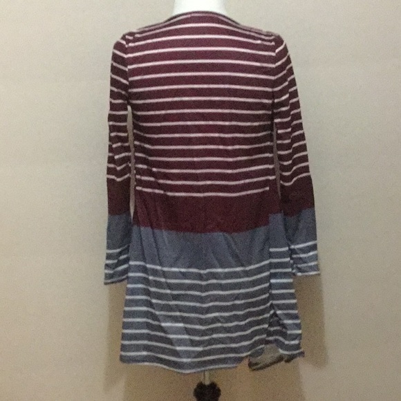 LAST ONE Women's Stripe Open Front Cardigan - Picture 4 of 4