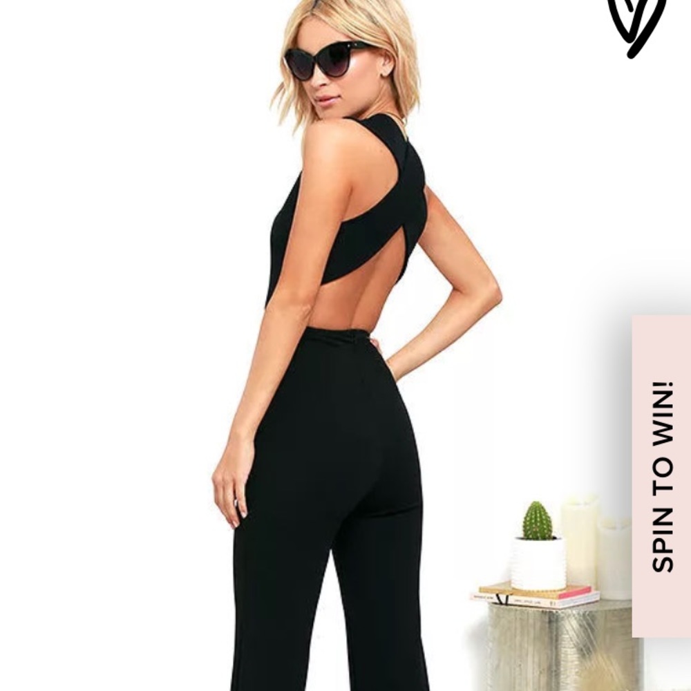 Lulus thinking out loud black backless jumpsuit
