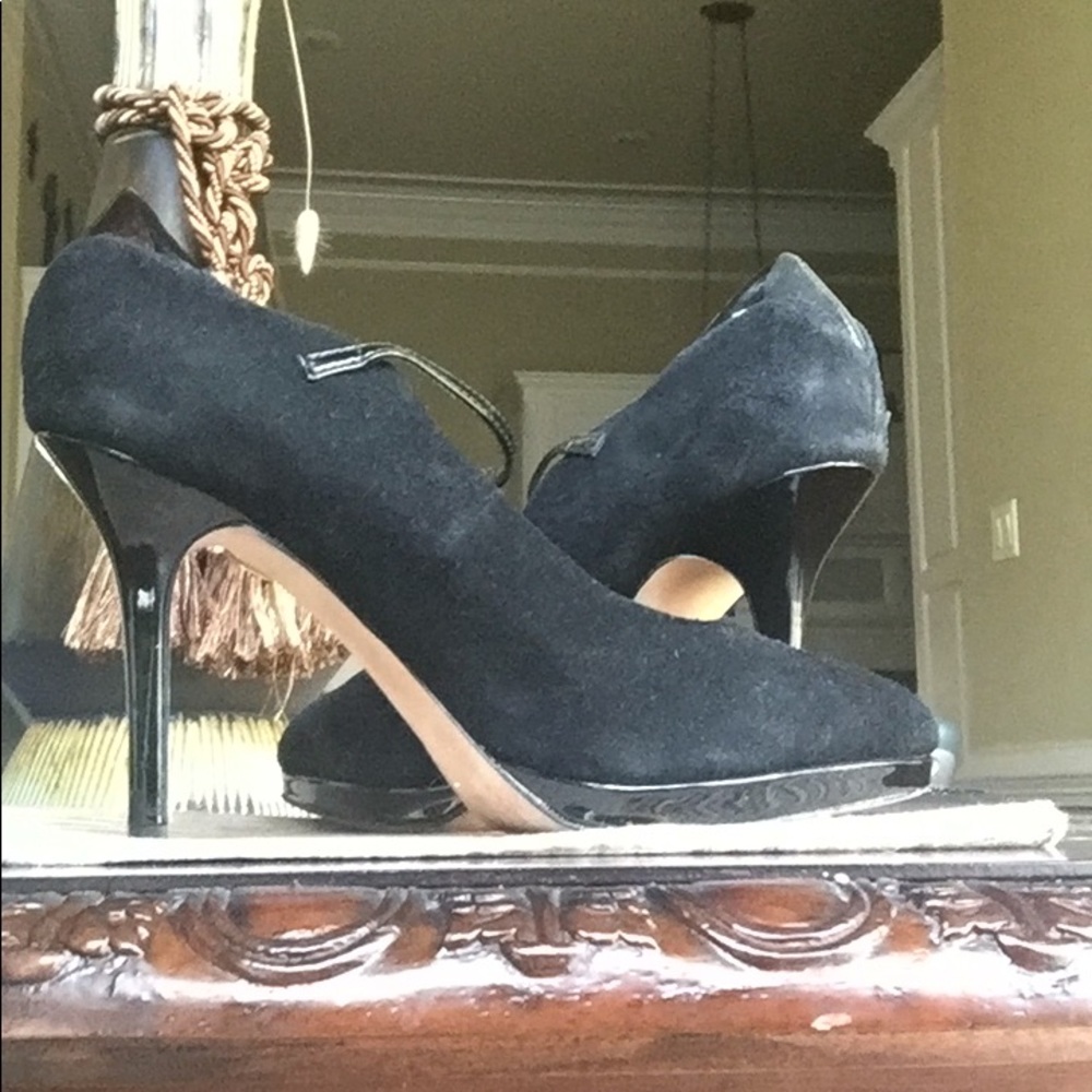White House Black Market black suede high heels