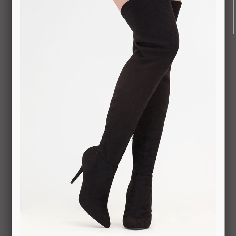 Fashion Forward Pointy Thigh-High Boots - Picture 2 of 2