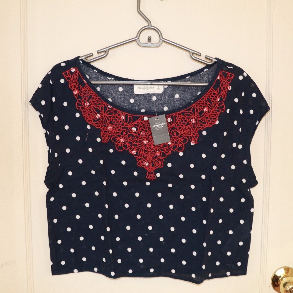 Polkadot red lace top