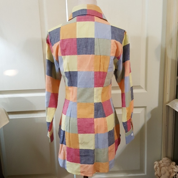 NWOT. James Gunn Multicolor Button Down Top. Sm - Picture 4 of 8