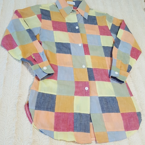 NWOT. James Gunn Multicolor Button Down Top. Sm - Picture 7 of 8