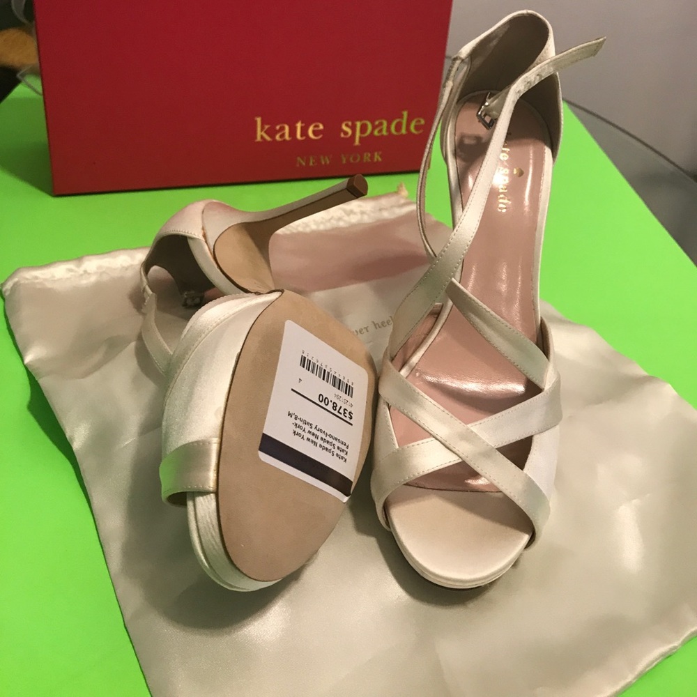 Kate spade fensano- ivory satin pumps open toe