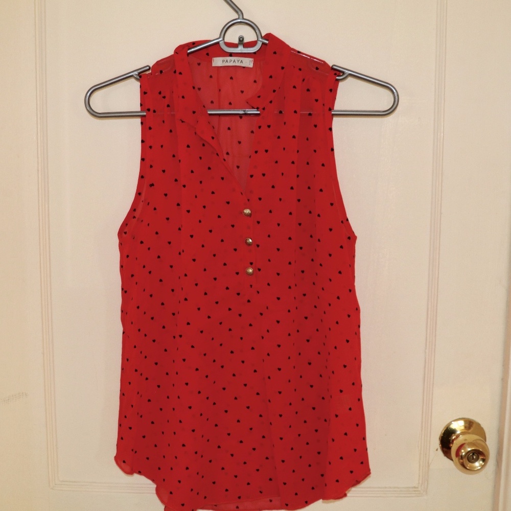 Red with black hearts blouse
