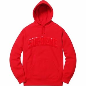 Supreme Patent/Chenille Arc Logo Sweatshirt FW17