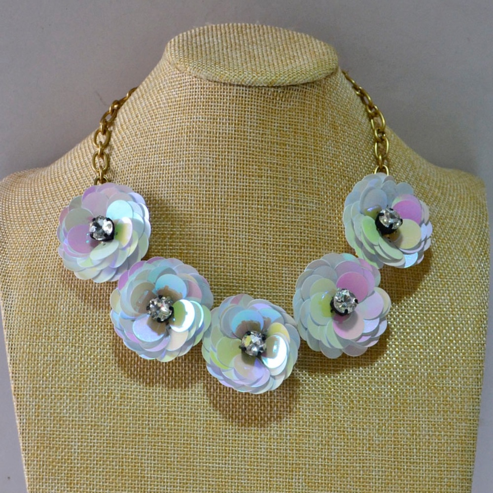 New J.crew Sequin flower burst necklace