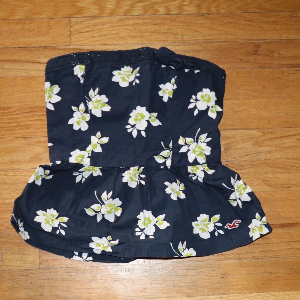 Flower Peplum strapless top