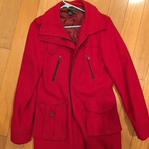 MED Zara Red peacoat jacket warm euc FREE SHIPPING