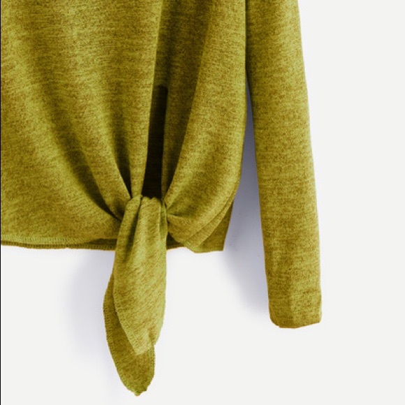 LAST Olive Green Shoulder Criss Cross tshirt - Picture 3 of 6