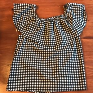 NET Sanctuary Black Check Ruffle Blouse