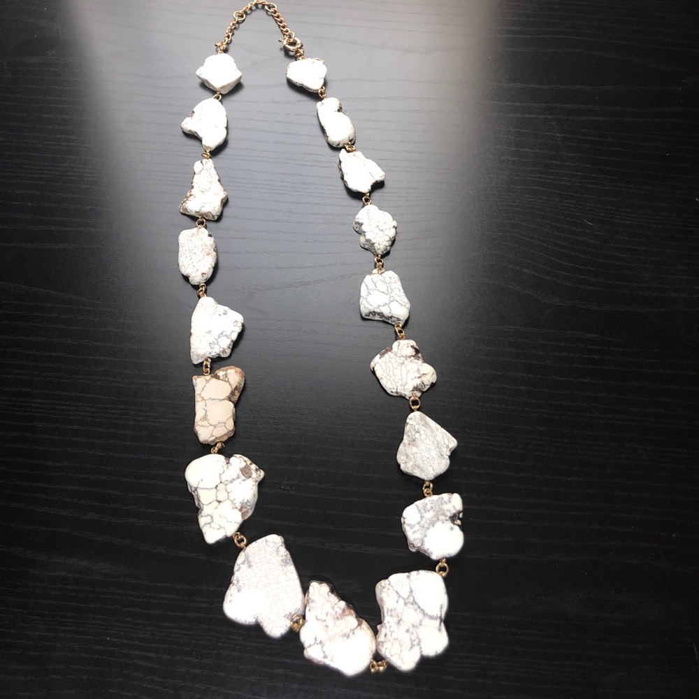 Beautiful Long White Marble Rivulet Necklace