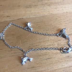 Silver dolphins ankle bracelet