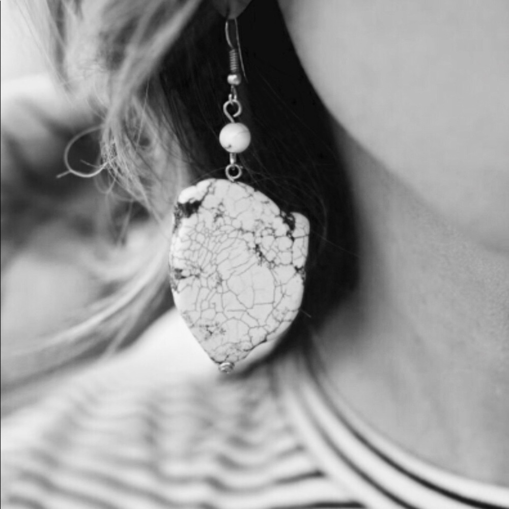 White Marble Rivulet Earrings
